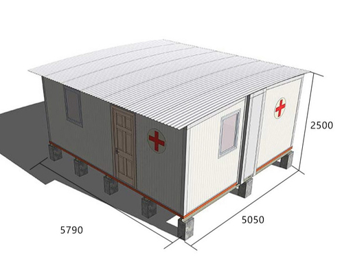 Casas personalizadas do celeiro da casa pré-fabricada da folha do hospital 0.376mm THC da armação de aço do feixe de Q355 H