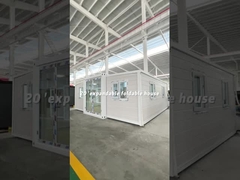 Casa de contêiner de marfim branco expandida de 20 pés com banheiro